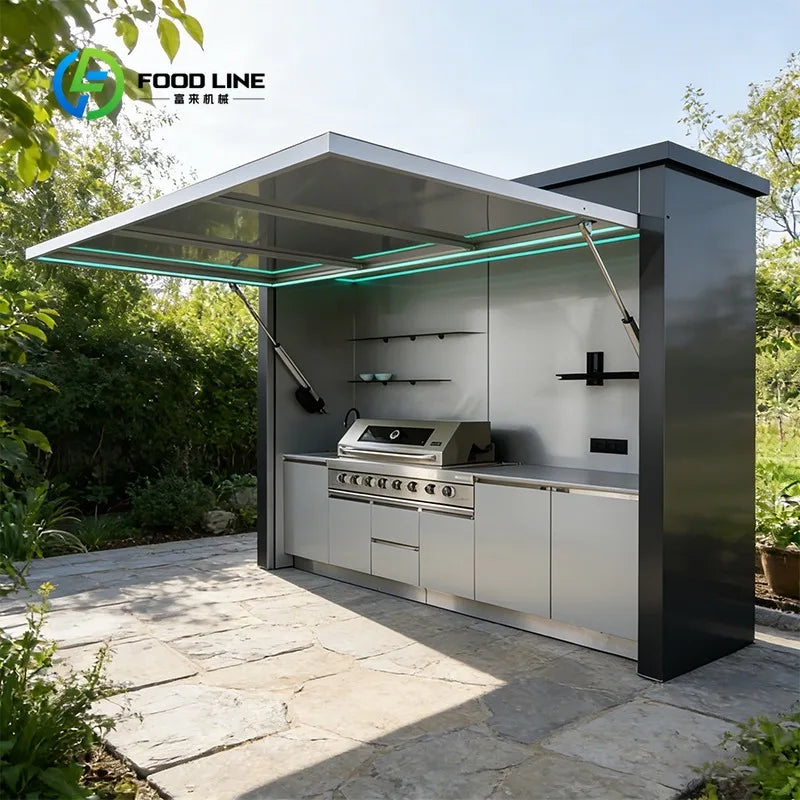 Customized Modular Outdoor Kitchen Pod Premium Rust Resistant Stainless Steel BBQ Cooking Module for Villa