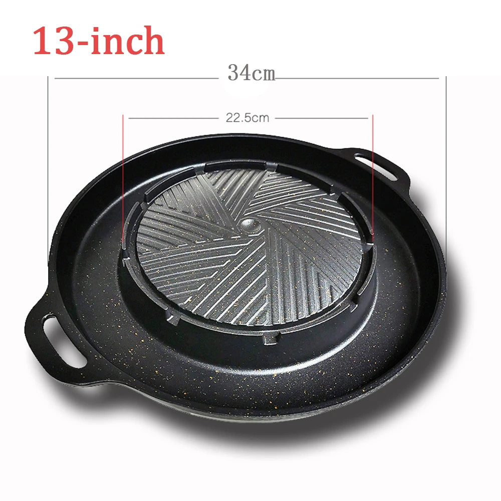 KOSUN Grill Pan Non-stick Barbecue Tray Egg Cheese Round Divider Grilling Plate Meat Steak Cooker for Gas and Induction Stove