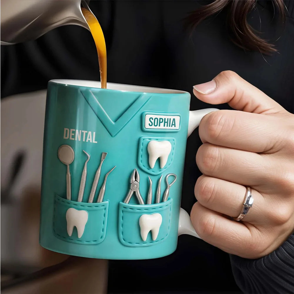 【Custom Dentist Mug】Personalized Dentist Coffee Cup with Name & Logo, 11oz Ceramic Doctor Water Mug, Gift for Dentist,