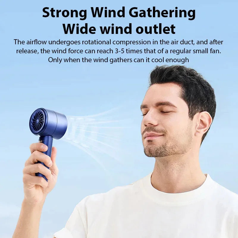 Portable Handheld Turbo Fan Mini 100 Speed Adjustment High Speed Air Cooler for Home Travel Outdoor Camping