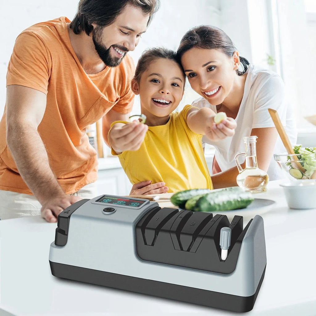 5 in 1 Electric Knife Sharpener-3 Rotational Speed Adjustable Electric Knife Sharpeners for Kitchen Knives With Digital Display
