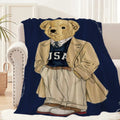 Fashion B-Bears Cute Blanket Plush Nap Sofa rug for P-POLO-S Living Room Warm Office Bedroom Birthday Home Travel Kid Gifts