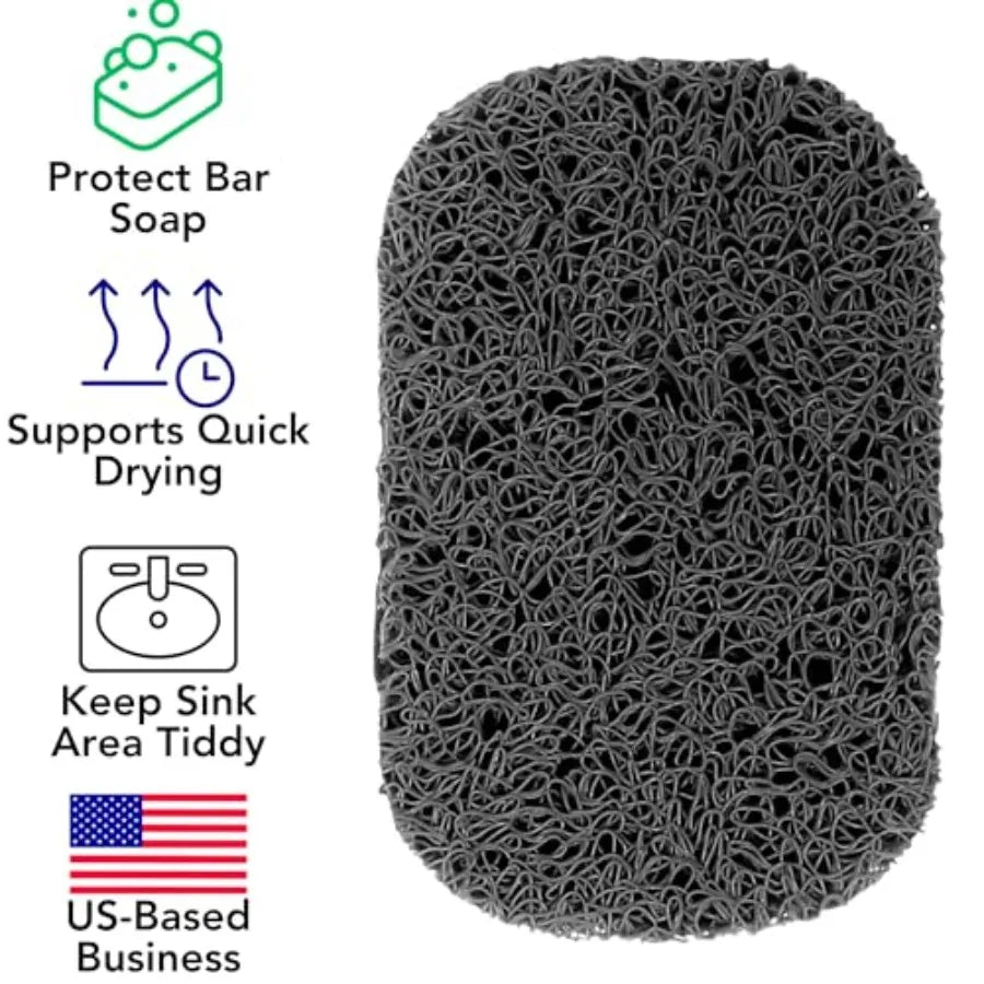 6-Pack Bar Soap Saver 4.5 x 3-Inch Dark Grey Charcoal Color