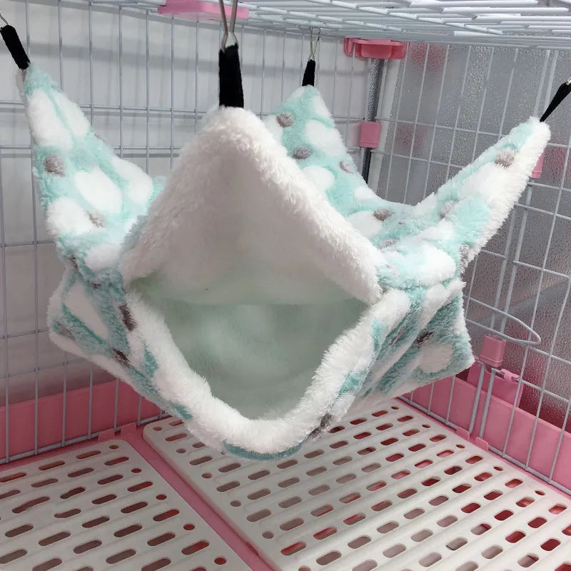 1/2 pcs Hamster Hideout Cage Print Fleece Guinea Pig Sugar Glider Sleeping Bed Rodent Hammock Rat Little House Animals Supplies
