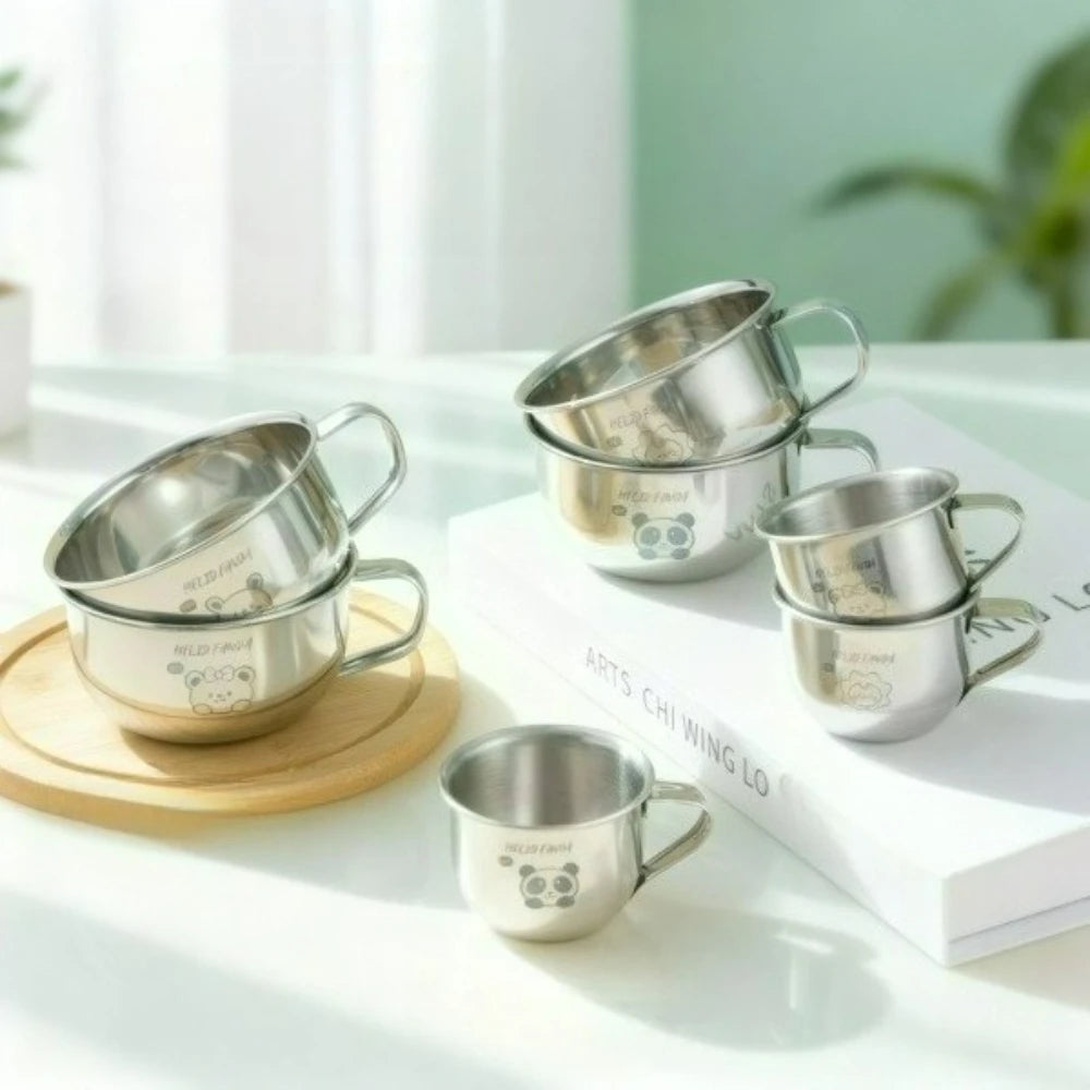 Cute Mini 304 Stainless Steel Children Water Cup With Handle Coffee Mug Durable Anti Scalding Metal Drinking Cup Tumbler For Kid