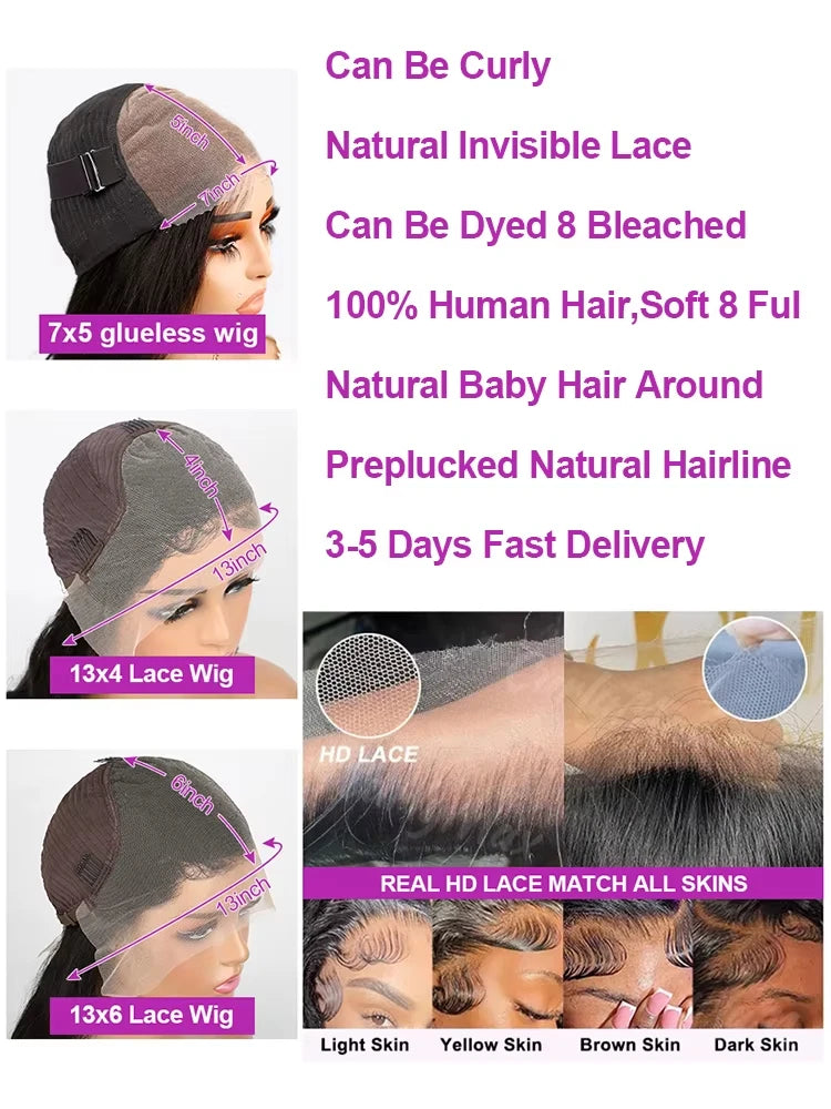 Deep Wave Human Hair Wig 210 Density Hd Lace Wig 13x6 Human Hair 30 40 Inch Pre Plucked Brazilian Curly Human Hair Wig For Women
