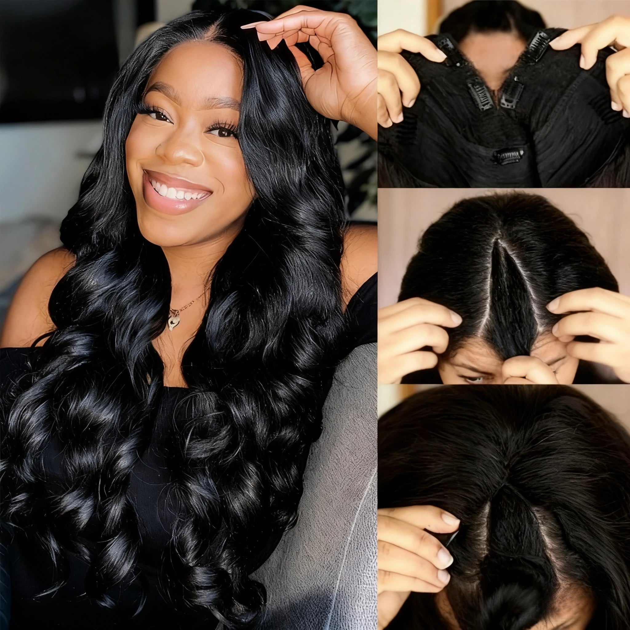 Lafion Wig 250 Density V Part Wig Human Hair Body Wave Upgrade V Part Wig No Leave Out  V Part Wig Human Hair Remy Hair Daily