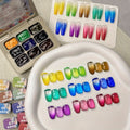 MORDDA 9Pcs Candy Solid Glass Adhesive Patter Glue Smudges Canned High Saturation Popular Semi-Solid Nail Polish