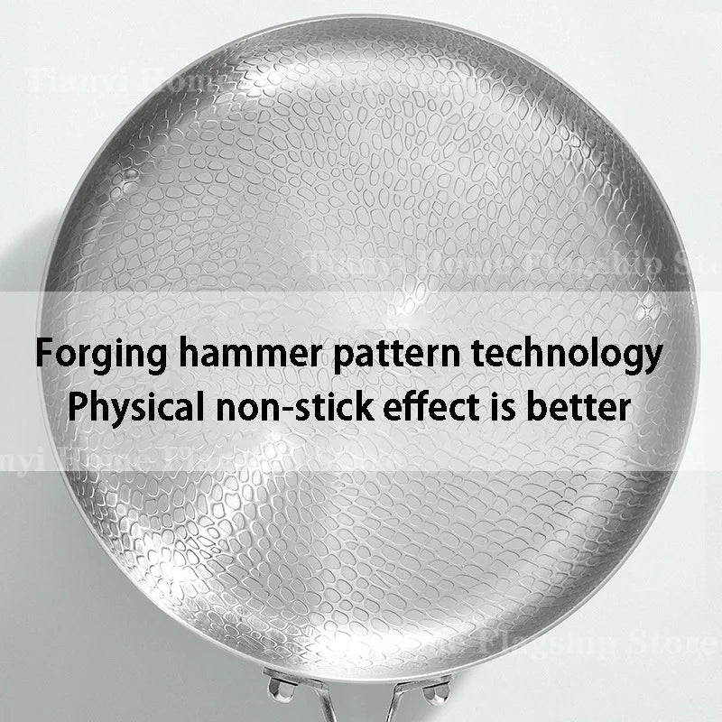 20/24/28cm Frying Pan Non-stick Wok Titanium Stainless Steel Home Egg Steak Skillet Induction Cooker Gas Stove Kitchen Cookware