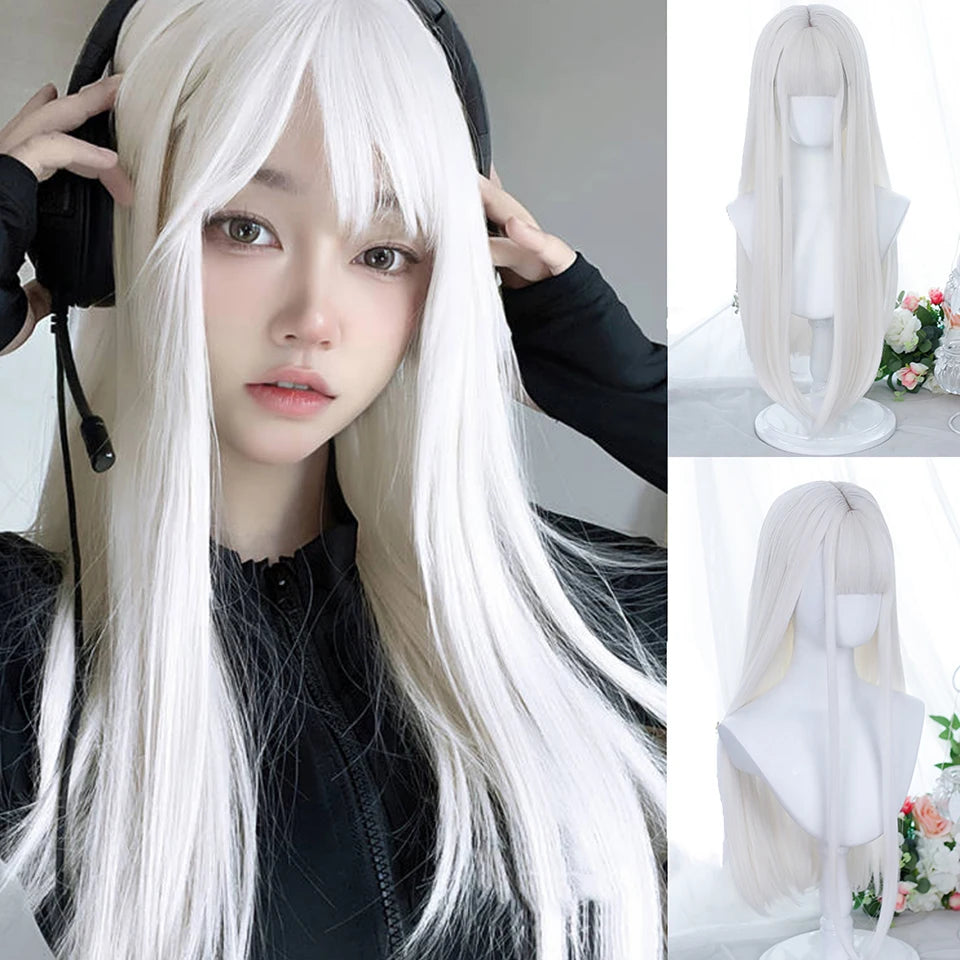 AOSIQUEEN Grapefruit Powder Wig Long Straight Synthetic Wig for Women Fashion Wig for for Daily Halloween Costume Party Cosplay