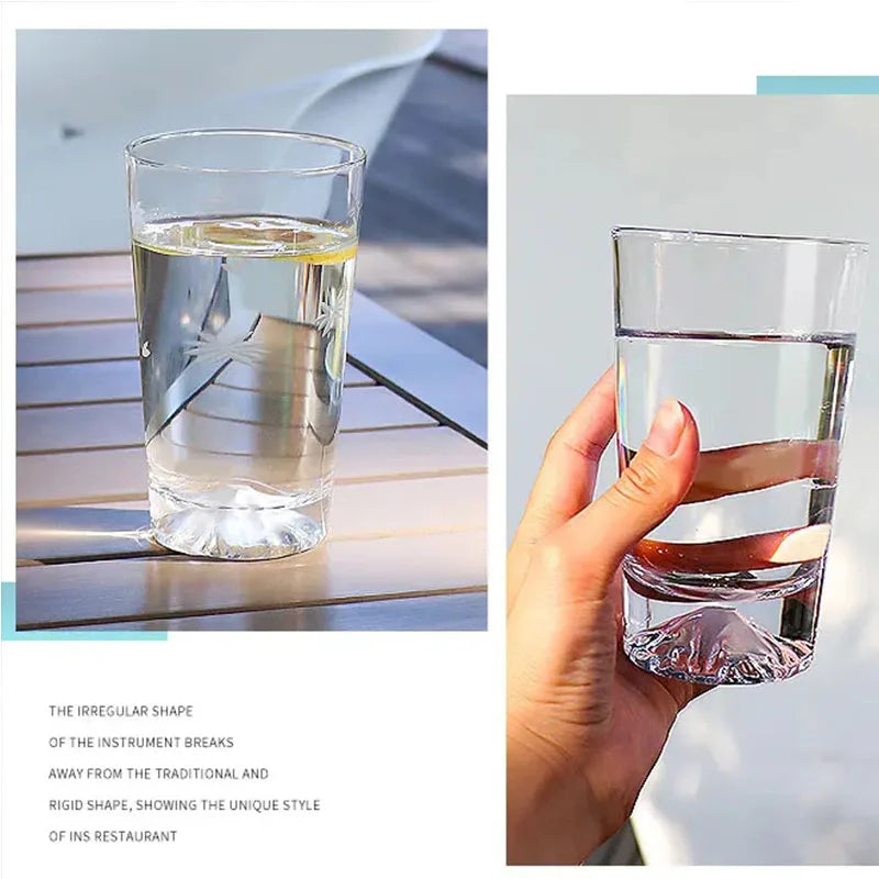2/1Pcs Transparent Snow Mountain Cup Japanese Mount Fuji Whisky Glass Cup Breakfast Milk Drink Beer Wine Fruit Juice Cups Gift