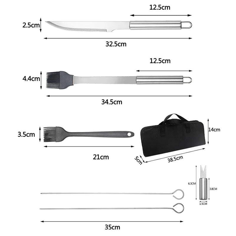 LMETJMA 20Pcs BBQ Grill Tools Set Stainless Steel Heavy Duty Grilling Accessories Kit Grill Utensils Set with Canvas Bag JT49