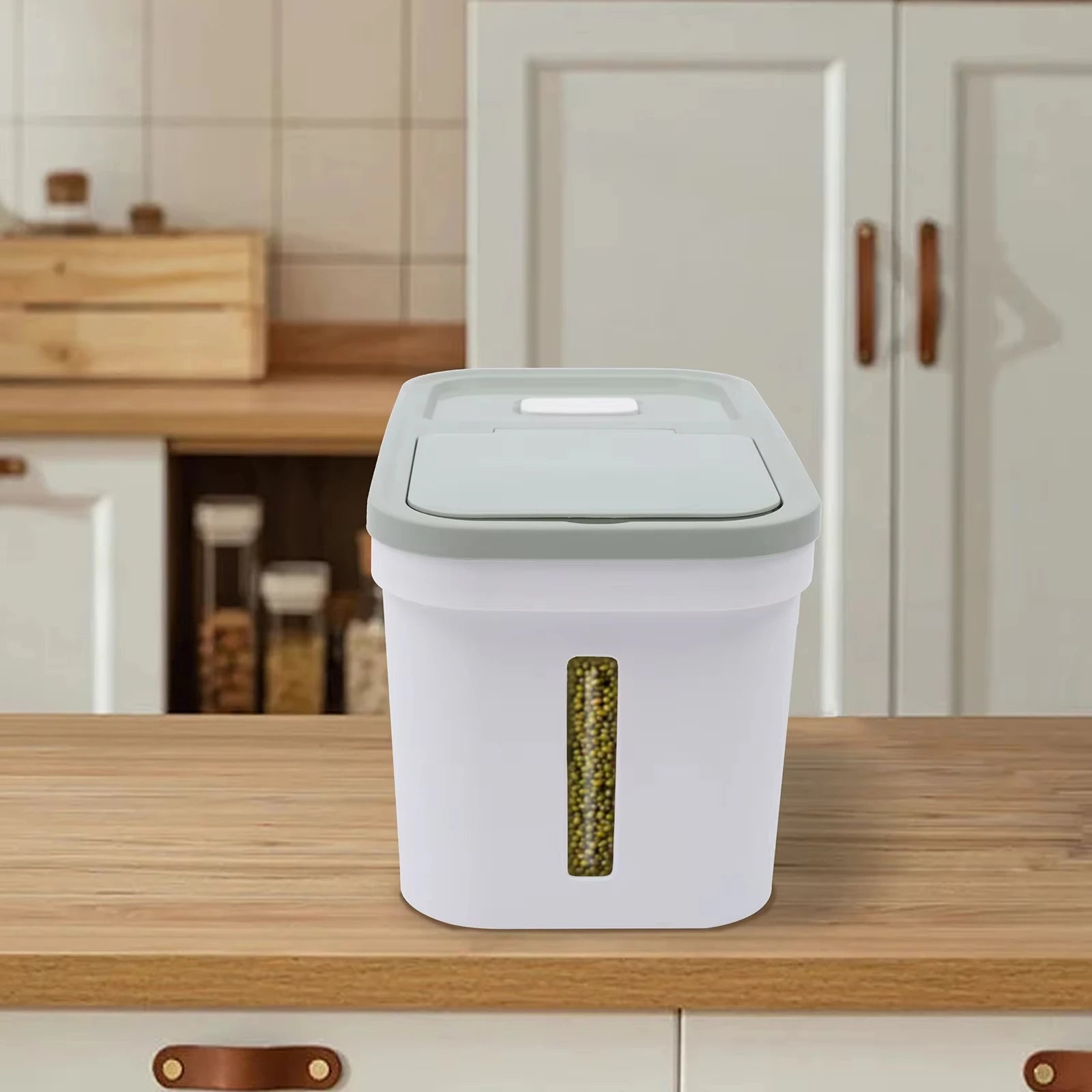 10kg Food Storage Container Airtight Moisture Proof with Visual Window & Removable Bug Box for Rice Flour Corn Pet Food Kitc