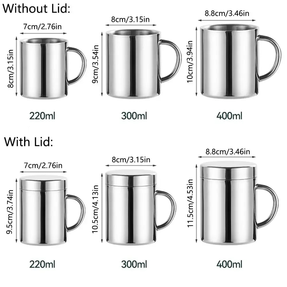 BPA Free Stainless Steel Coffee Mug Double Wall Handle Drinking Water Cup Dishwasher Safe Shatterproof Tea Cup Home