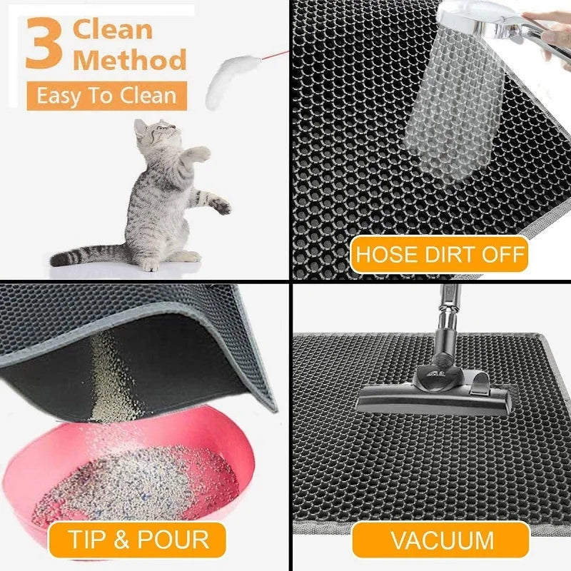 Cat Litter Mat Double Layer Pet Non Slip Big Pet Litter Box Filter Mat Wear Resistant Waterproof Cat Litter   Mat Clean Supplies