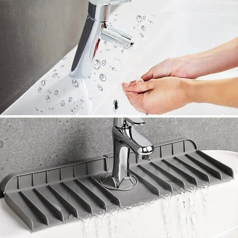 Silicone faucet pad dishwashing soap sponge holder sink kitchen countertop drying pad bathroom kitchen splash proof draina