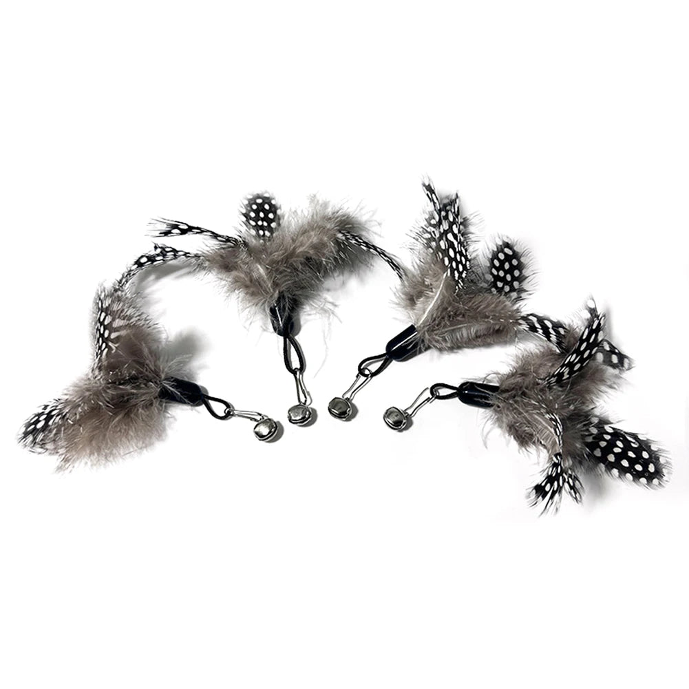 5Pcs Interactive Toys Cat Toy Feather Pendant with Bell Pet Replaceable Cat Teaser Stick Replacement Pendant Pet Toy Accessories