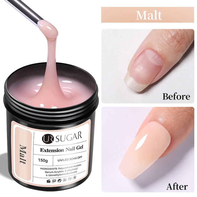 UR SUGAR 150g Building Nail Gel Nail Polish for Nail Tips Extension Gel Nude Pink Hard UV Constructed Strengthener Gel Polish