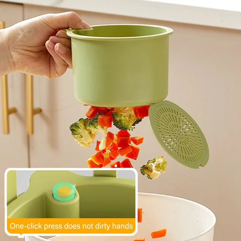 Quick-Drain Wall-Mounted Sink Basket Detachable Openable Cover Kitchen Food Waste Filter Multifunctional Fruit Cleaning Strainer