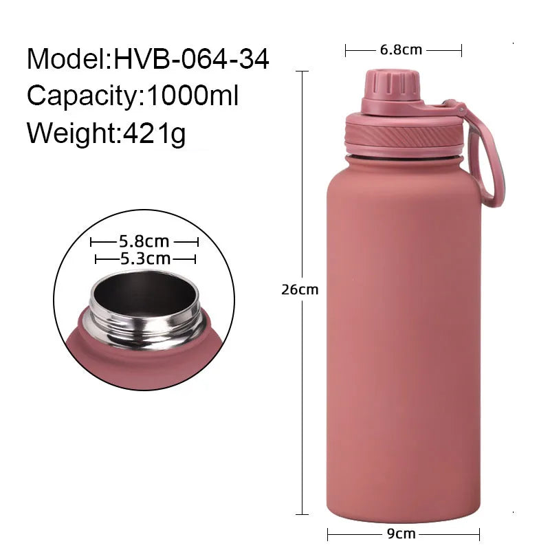 500/750/1000/1200ml Large Capacity Sport Thermos Cup,Stainless Steel Vacuum Flasks,Gym Drinkware,Wide Mouth Thermal Water Bottle