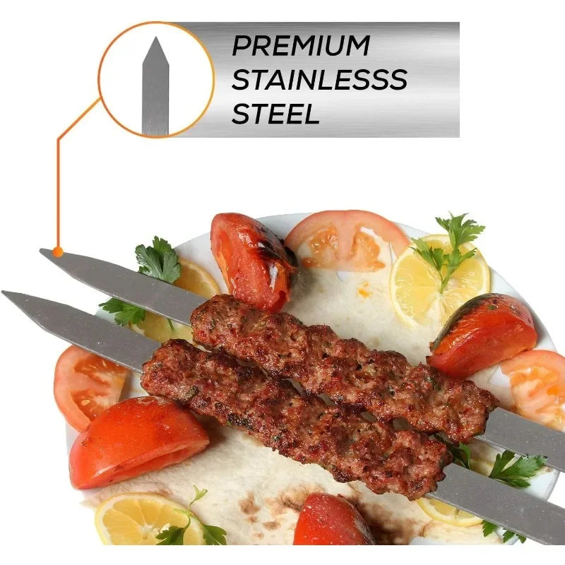 Kabob Skewers Flat Barbecue Grilling Skewerfor Shish Kebab Turkish Persian Grills & Koubideh Iranian Mediterranean Brazilian