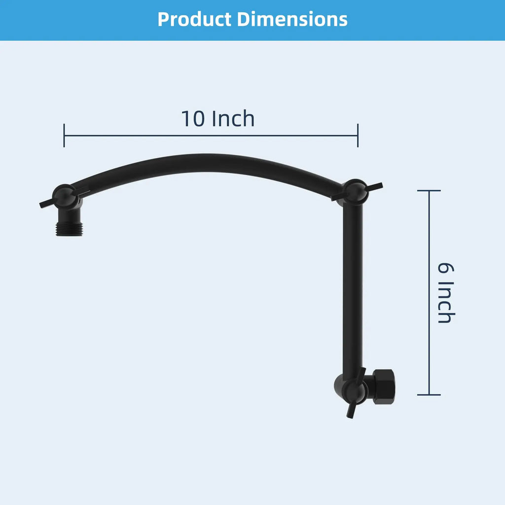 All Metal 16'' Shower Head Extension Arm Solid Brass Flexible Height & Angle Adjustable Shower Arm Extender with Lock Joint, Uni