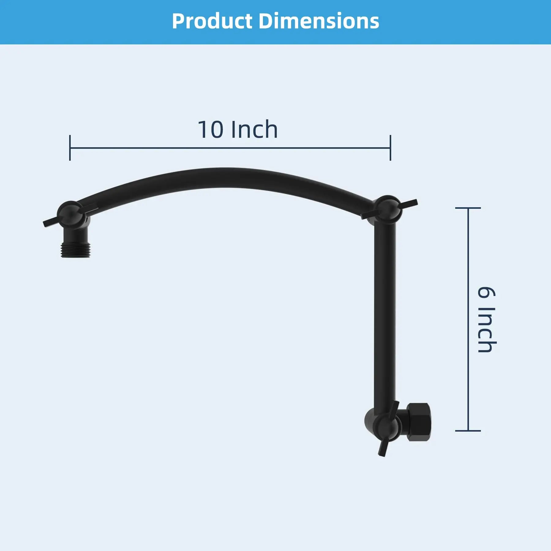 All Metal 16'' Shower Head Extension Arm Solid Brass Flexible Height & Angle Adjustable Shower Arm Extender with Lock Joint, Uni