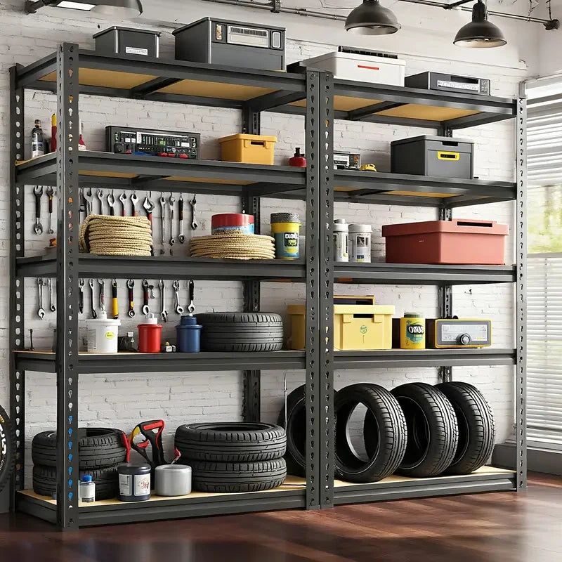 2pcs Heavy-Duty Metal Shelving Unit 5-Tier Adjustable Freestanding Garage Storage Rack, Pantry, Utility, Utility