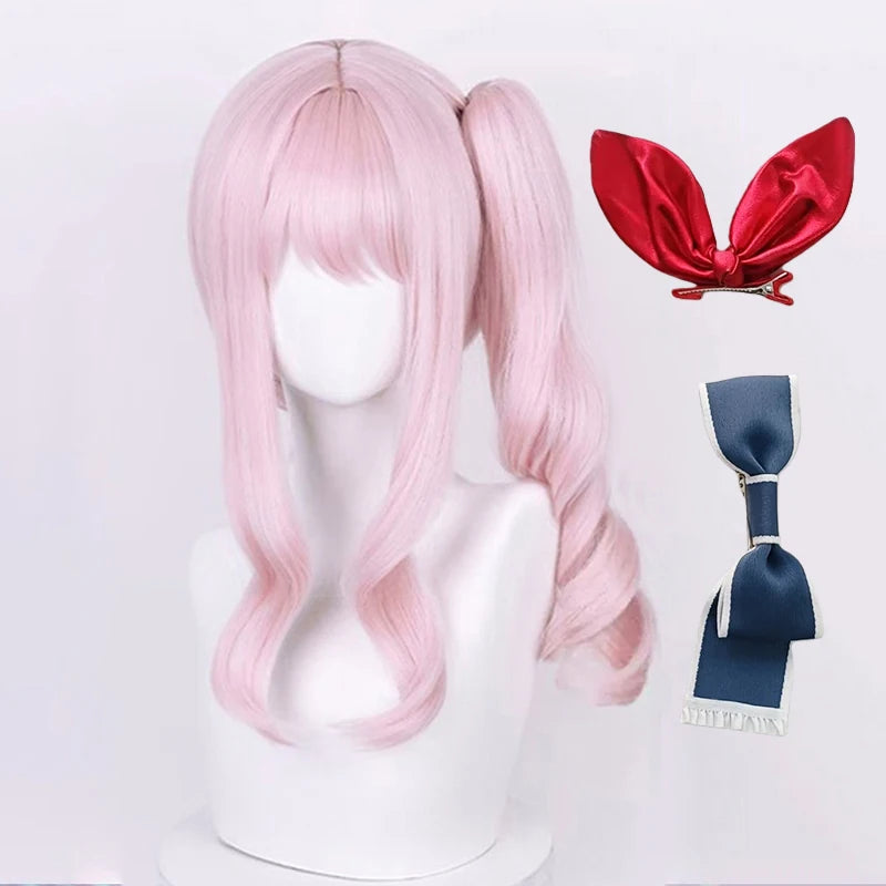 High Quality Anime Akiyama Mizuki Cosplay Wig 45cm Long Light Pink Curly Heat Resistant Synthetic Hair Halloween Party Wigs