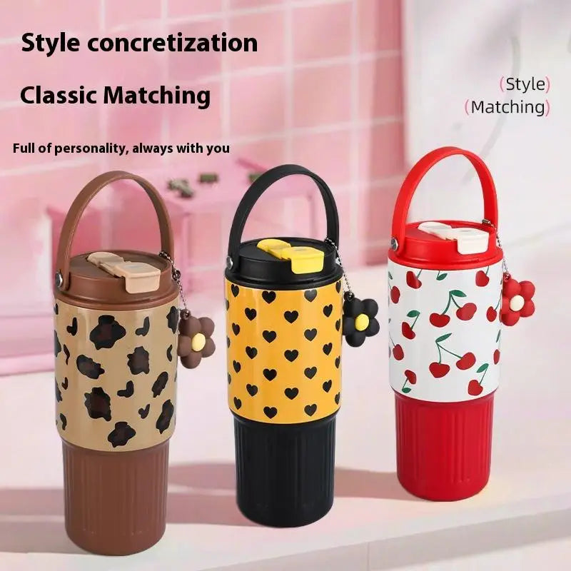 For Hot And Cold Dual Use 316 Stainless Steel Car Travel Mug Thermos Cup Portable Tumbler With Handle Leakproof Design Daily