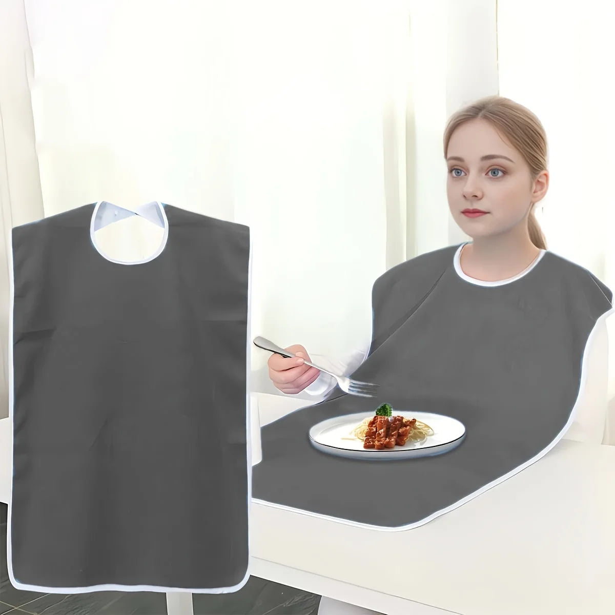 Adult Bibs for Eating Unisex Dining Clothing Protectors for Elderly and Adults Adjustable Machine Washable Towel Mouth Wipe