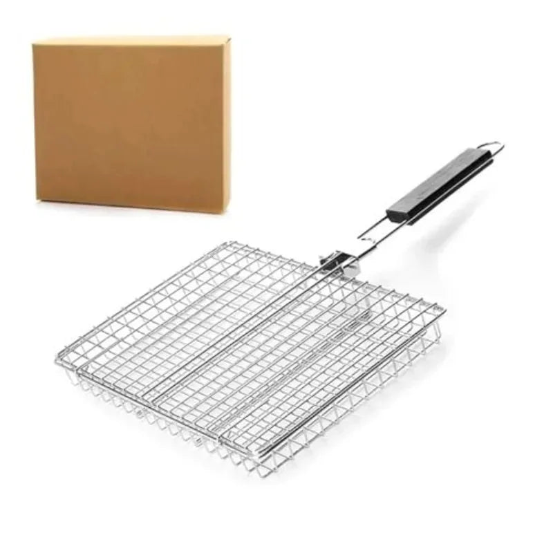 Portable  Metal iron Folding Grill Basket BBQ Grill Basket With Handle for Fish Vegetables Shrimp Cook Accessories Outdoor