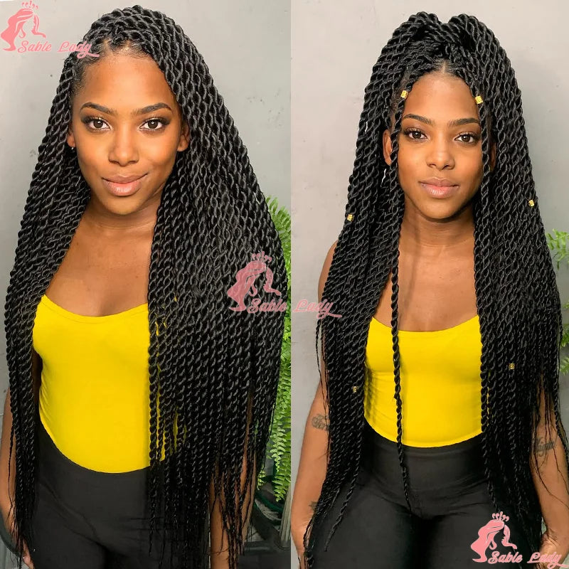 Senegalese Twist Wigs Synthetic Full Lace Frontal Wigs for Women Knotless Box Brading Wig For Daily Use
