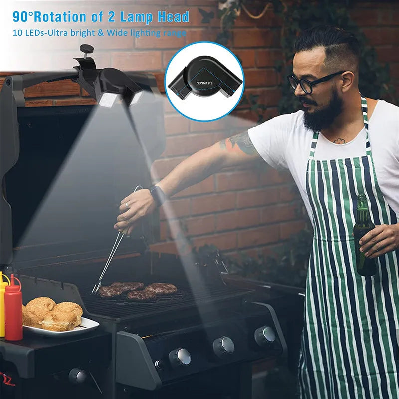 Portable BBQ Grill Light LED Lights Flashlight Lighting Lamp with Handle Mount Clip for Barbecue Grilling Outdoor Accessory