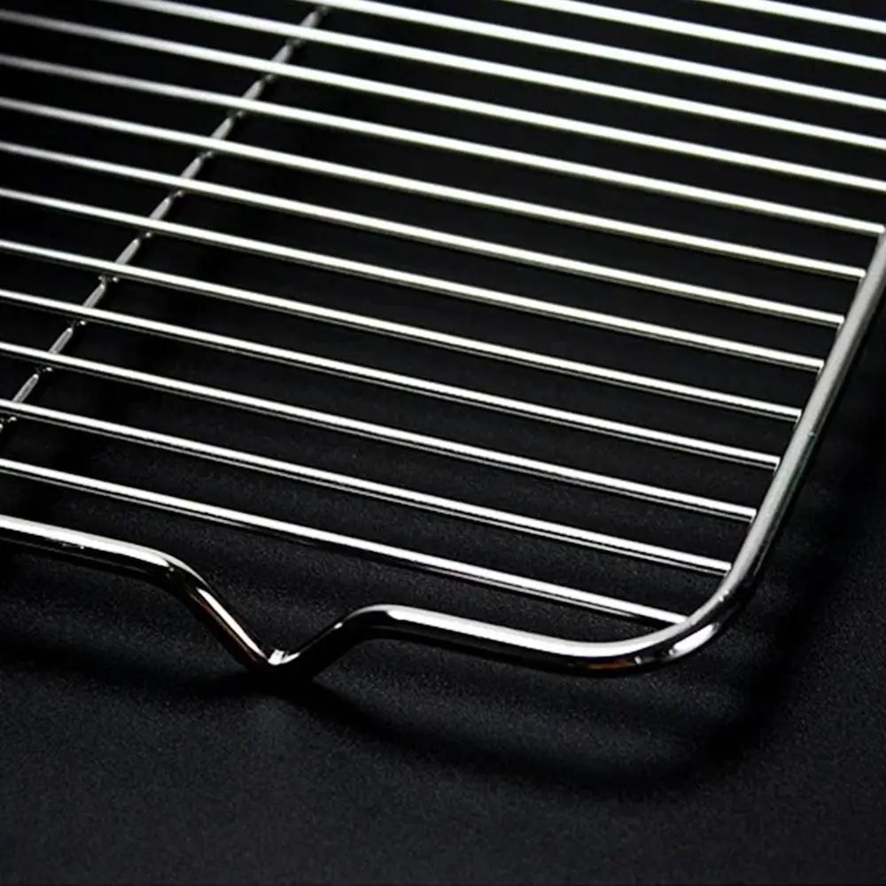 New Stainless Steel Cooling Rack Non-stick Silver BBQ Tray Barbecue Cooking Mesh Shelf
