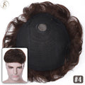 TESS Mens Hair Replacement System 35g Men Toupee 16x19cm Human Hair Wig Men Capillary Prothesis Male Clip In Hair Extensions
