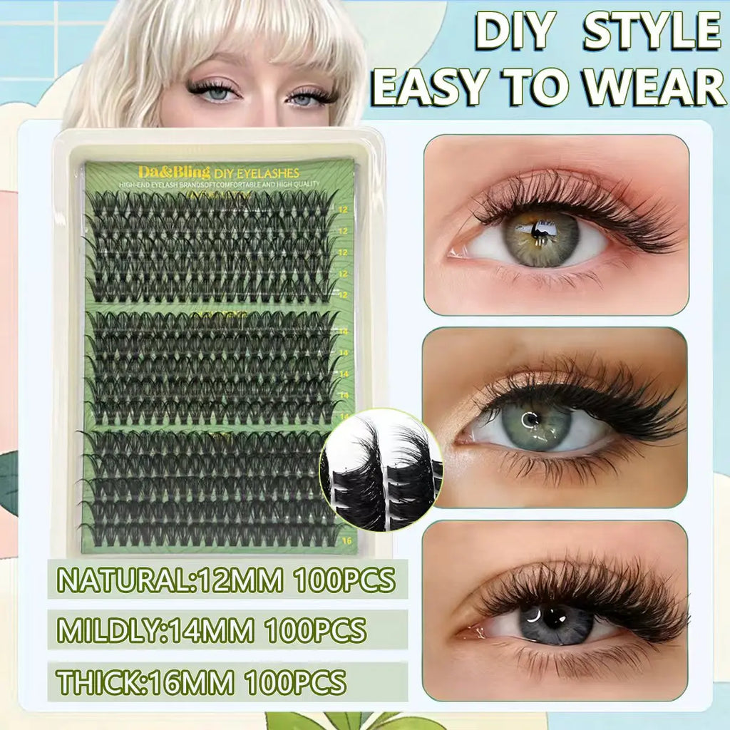 300PCS Curl Natural Manga Lash Extension Kit Lash Clusters Kit Wispy Eyelash Extensios Individual Lashes Extensions At Home