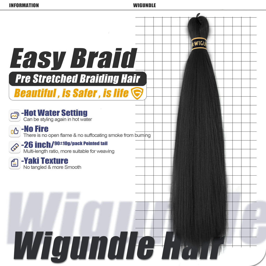 Easy Braids Hair Extensions for Women Box Twist Crochet Hair EZ Pre stretched Braiding Hair Flame Retardant Synthetic Wigundle