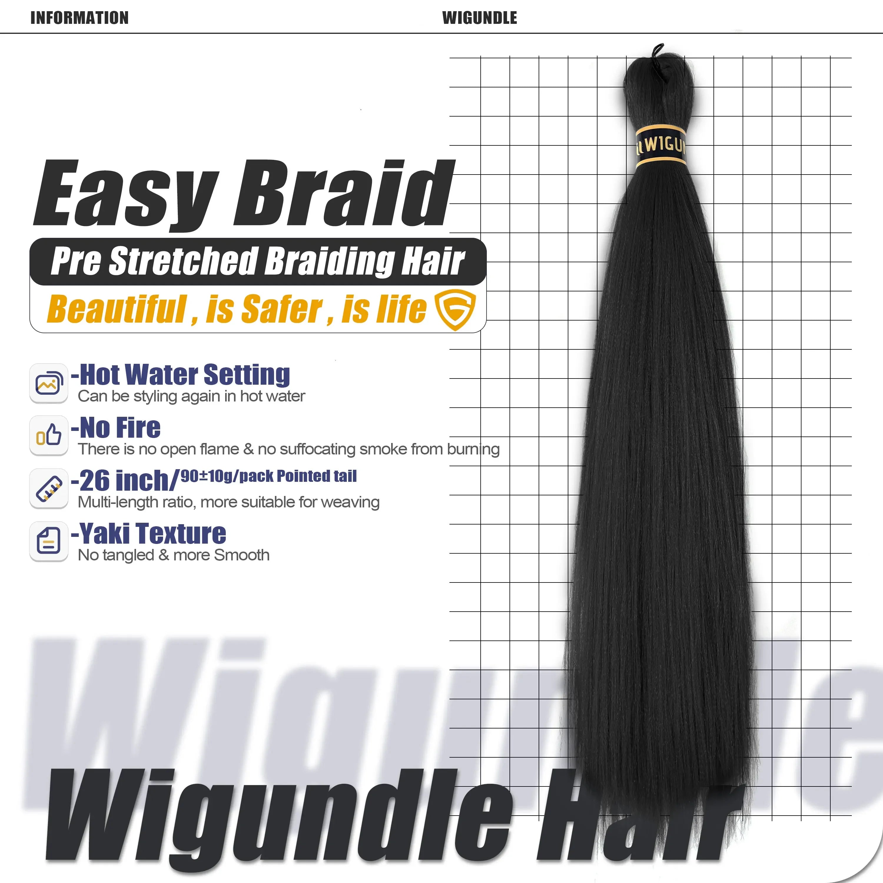 Easy Braids Hair Extensions for Women Box Twist Crochet Hair EZ Pre stretched Braiding Hair Flame Retardant Synthetic Wigundle