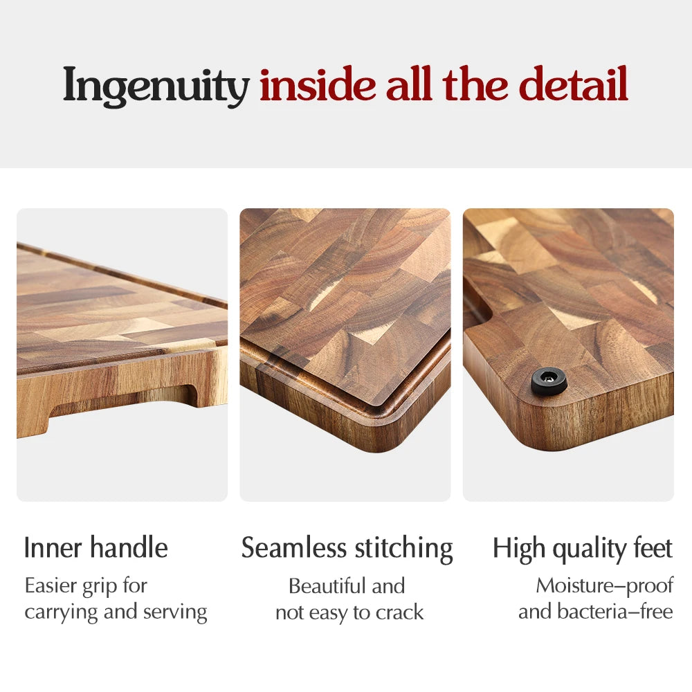 XINZUO Acacia Wood Cutting Board Cut Bread Fruit Meat Quality Kitchen Wooden Chopping Blocks Non-slip Kitchen Tools