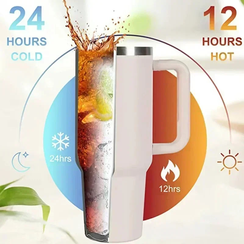 2025 new mode1200MLchristmas mug Car Cup Large Capacity Water Cup with Handle and Straw Double-walled Insulated Travel Mug