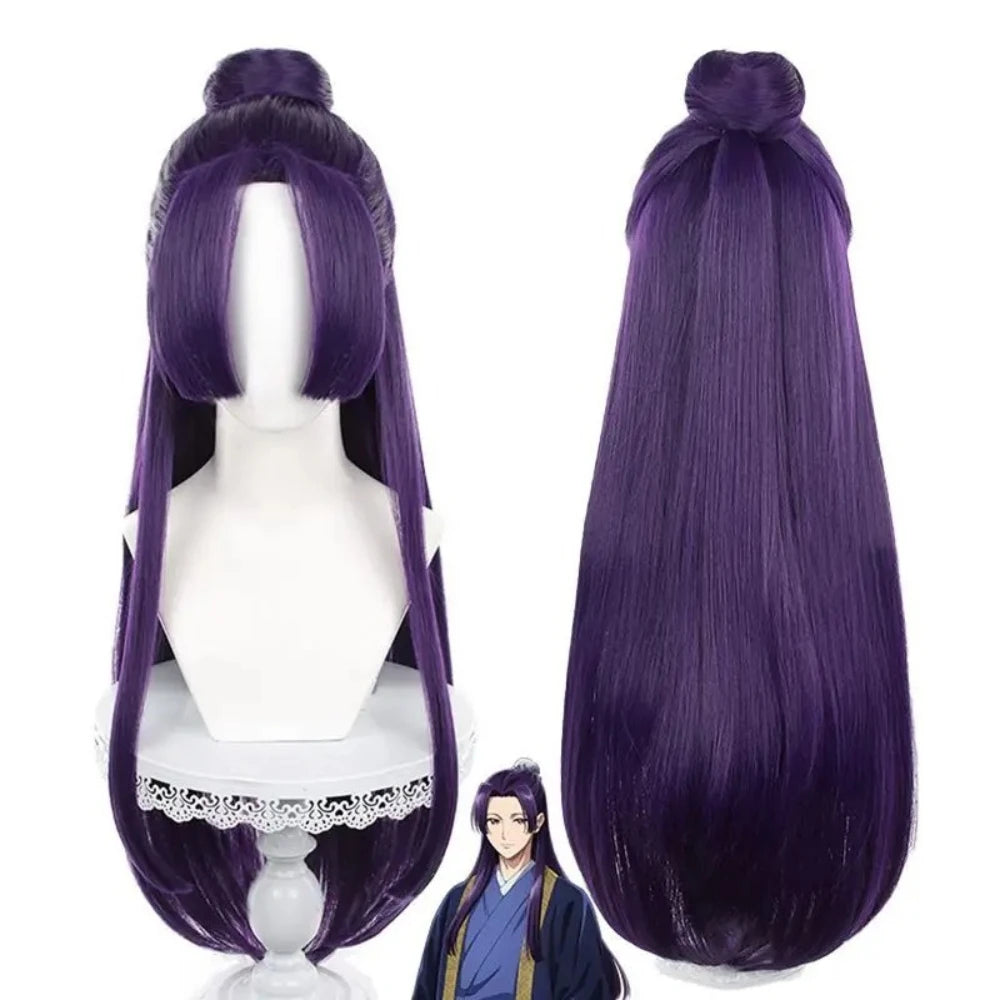 Anime Jinshi Cosplay Wig 85cm Long Dark Purple Wig Kusuriya no Hitorigoto Wig Heat Resistant Synthetic+Free Wig Cap