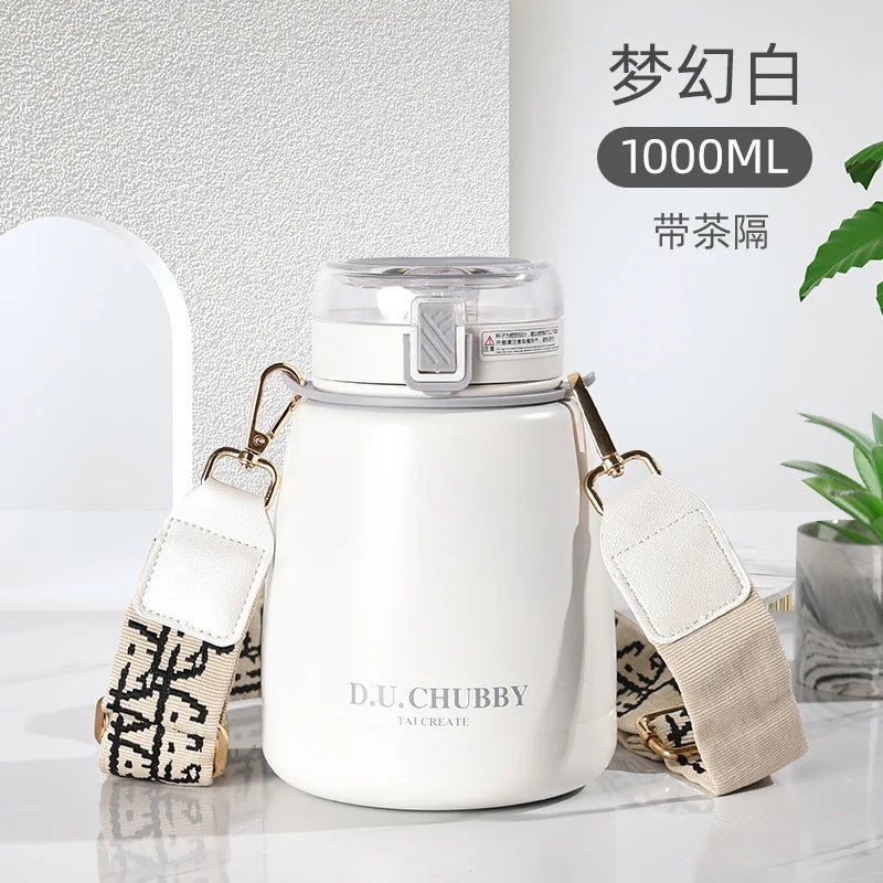 Insulation Cup Ladies Large Capacity Water Cup Children's Straw Net Red Pot Belly Cup Stainless Steel Water Bottle with Straw