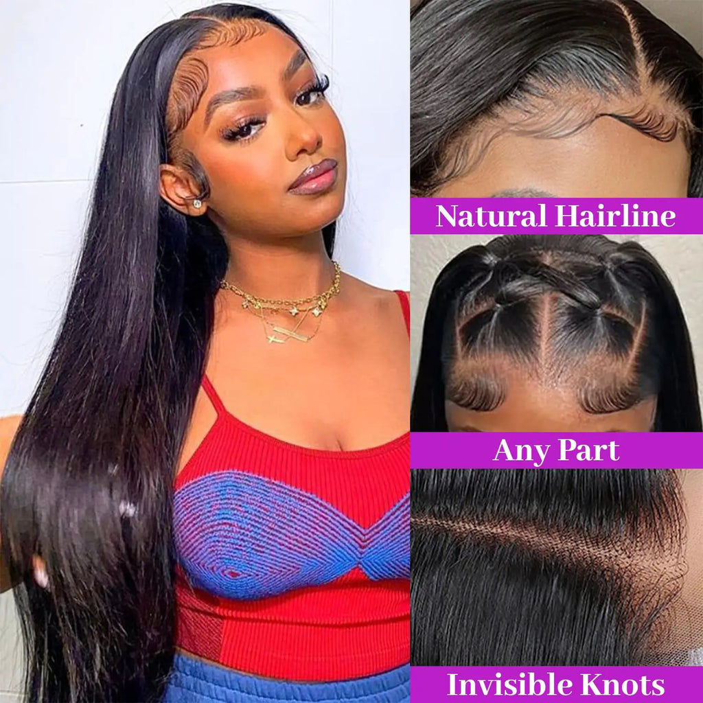 13x4 13x6 HD Transparent Straight Lace Front Wigs  32 34 36  Human Hair  360 Lace Frontal Wigs Brazilian   lace  Closure Wig
