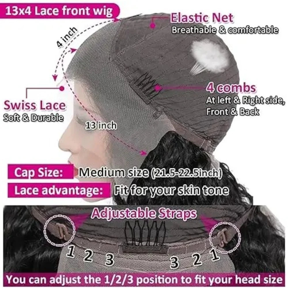 Green Body Wave Lace Front Wig Human Hair 13x4 HD Lace Front Wig Human Hair 200 Density Lace Front Wig Human Hair for Women