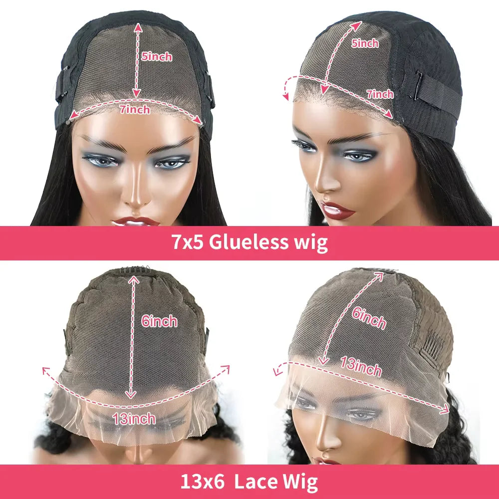 13x6 HD Burmese Curly Human Hair Wig Glueless Wear And Go 100% Human Hair Water Wave Wigs with Spiral End for Women 300% Density