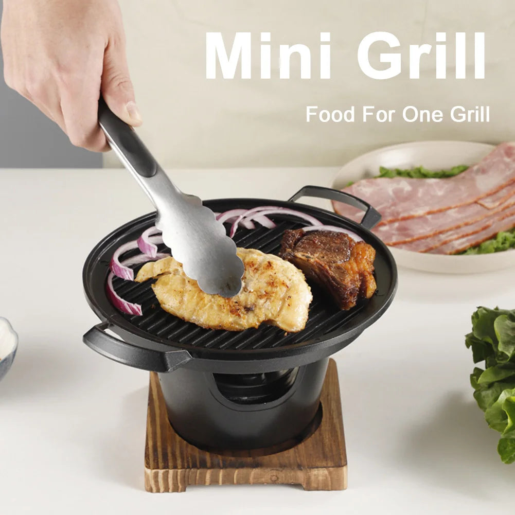 Mini BBQ Alcohol Stove Barbecue Grill Detachable Outdoor BBQ Plate Non-Stick Japanese Alcohol Stove Portable Mini Barbecue Stove