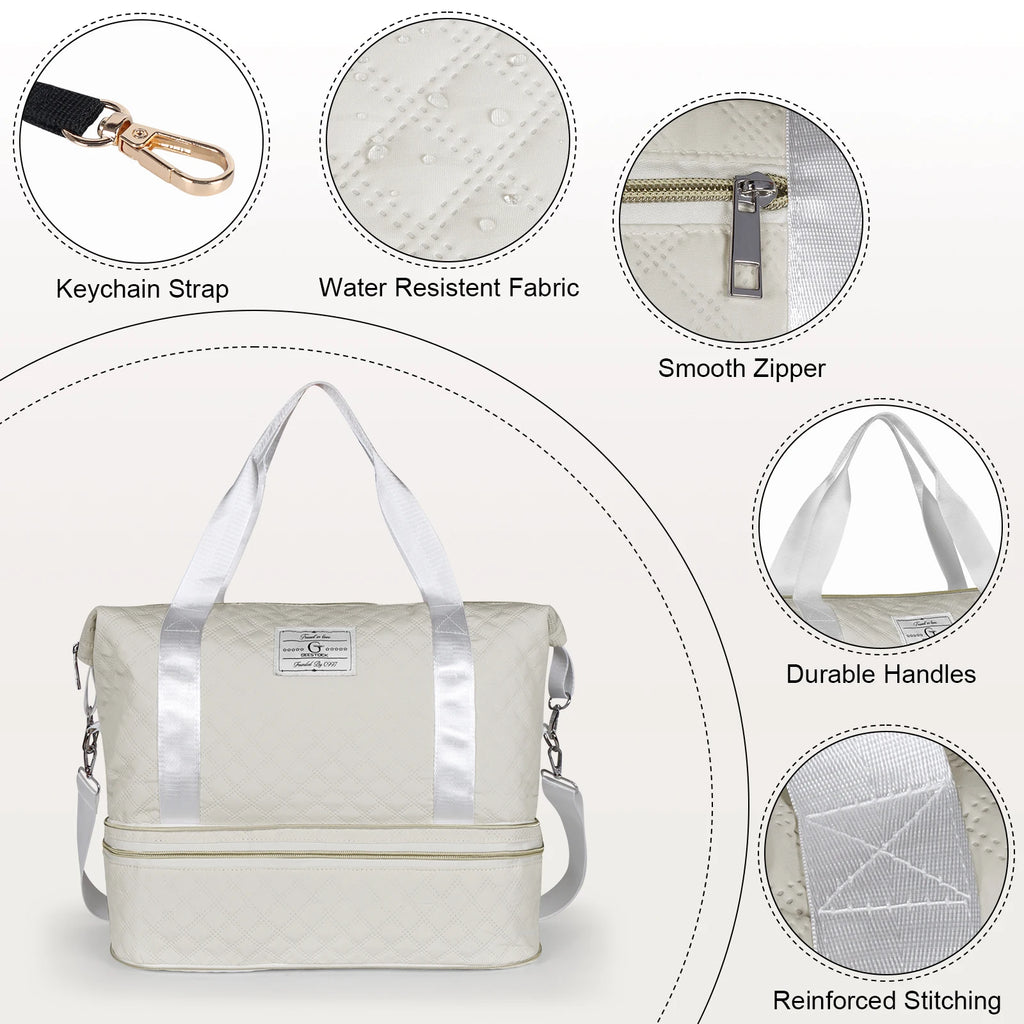 [Large Capacity Gym Bag] Large Capacity Multifunctional Travel Gym Bag | Women's Combo Letter Bag with Independent Shoe Compartm