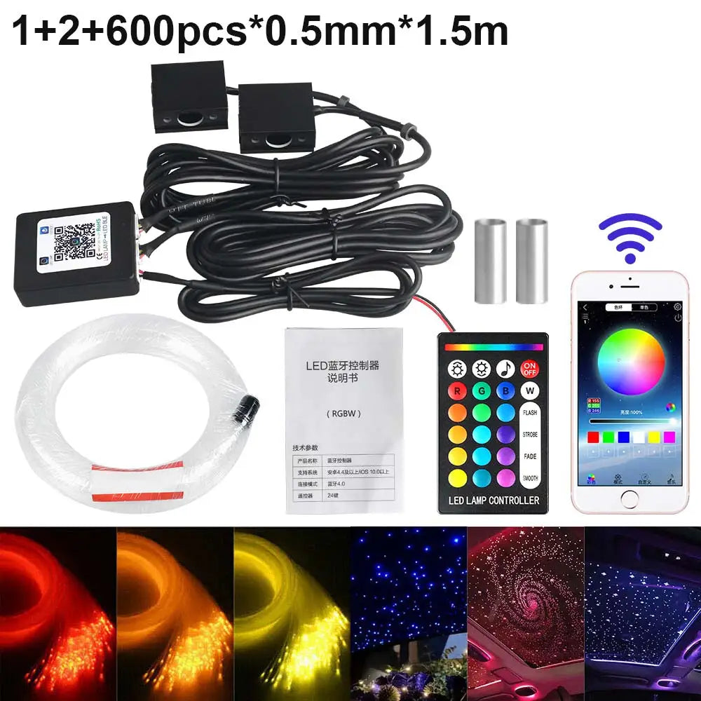 New RGBW 1/2/4 split machine Car Roof Star Light Starry Sky Atmosphere Optic star ceiling Light APP Control kits for Car Home