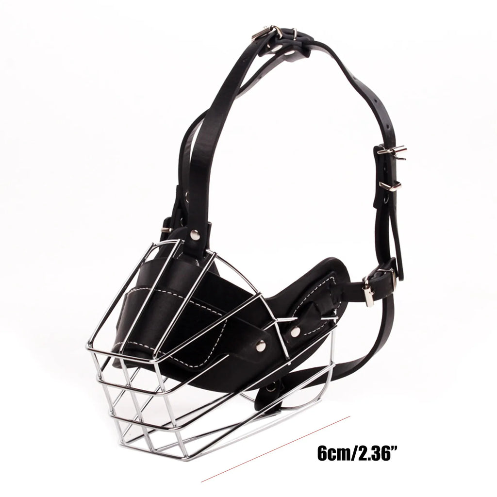 Dog Muzzle Anti Biting Pet Mouth Mask Adjustable & Breathable Leather Metal Muzzle Protection Cover Muzzles For Dog Accessories
